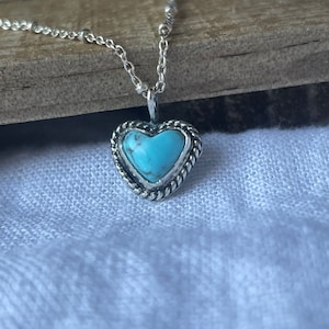 Turquoise Heart Necklace- Sterling Silver