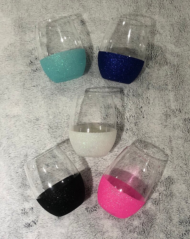 Glitter Stemless Wine Glasses 20.5 oz Etsy
