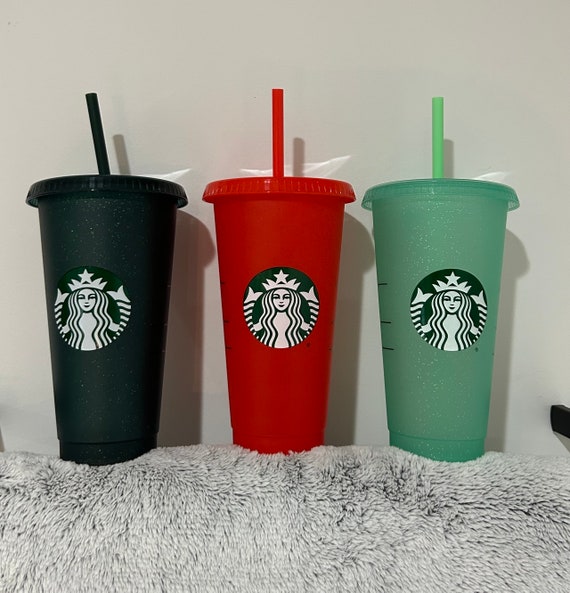Starbucks Glitter Cups! Red, Green or Aqua!