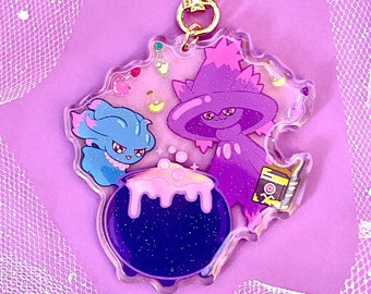 Pokémon Acrylic Keychain - Mischief Night - Misdreavus and Mismagius with Glitter Epoxy Coating