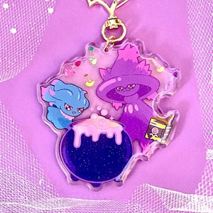Mischief Night Acrylic Keychain - Misdreavus and Mismagius with Glitter Epoxy Coating