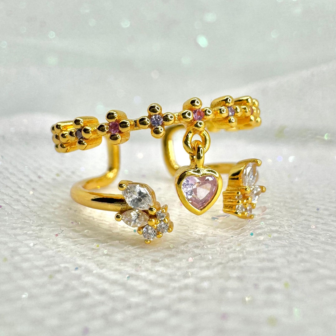 Guardian Angel Double Stack Ring (bejeweled Edition) - 925 Sterling ...