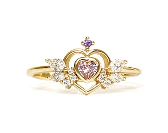 Guardian Angel Adjustable Ring - 925 Sterling Silver, Gold Vermeil, Birthday Anniversary Gift For Her