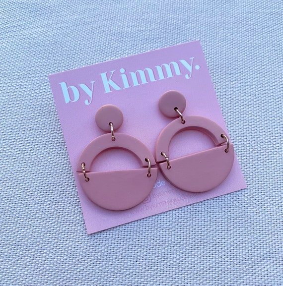 Blush Pink Statement Dangles Polymer Clay Earrings Etsy
