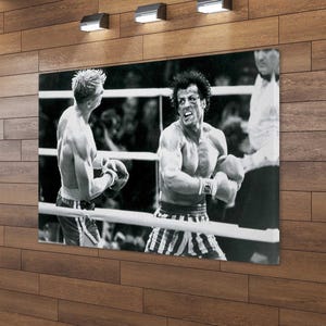 Rocky Balboa Art Canvas-Rocky Fight Night Round in B&W Art Canvas Poster/Printed Picture Wall Art Decoration POSTER or CANVAS READY to Hang