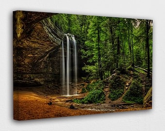 Trees Landscape Home Decor Wall Art Poster /& Canvas Pictures Forest Waterfall