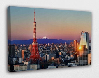 Tokyo Cityscape Canvas Mount Fuji Landscape Canvas Wall Art Tokyo Wall Art Decor Asian Decor Ideas. Fuji Printed Decor for Home