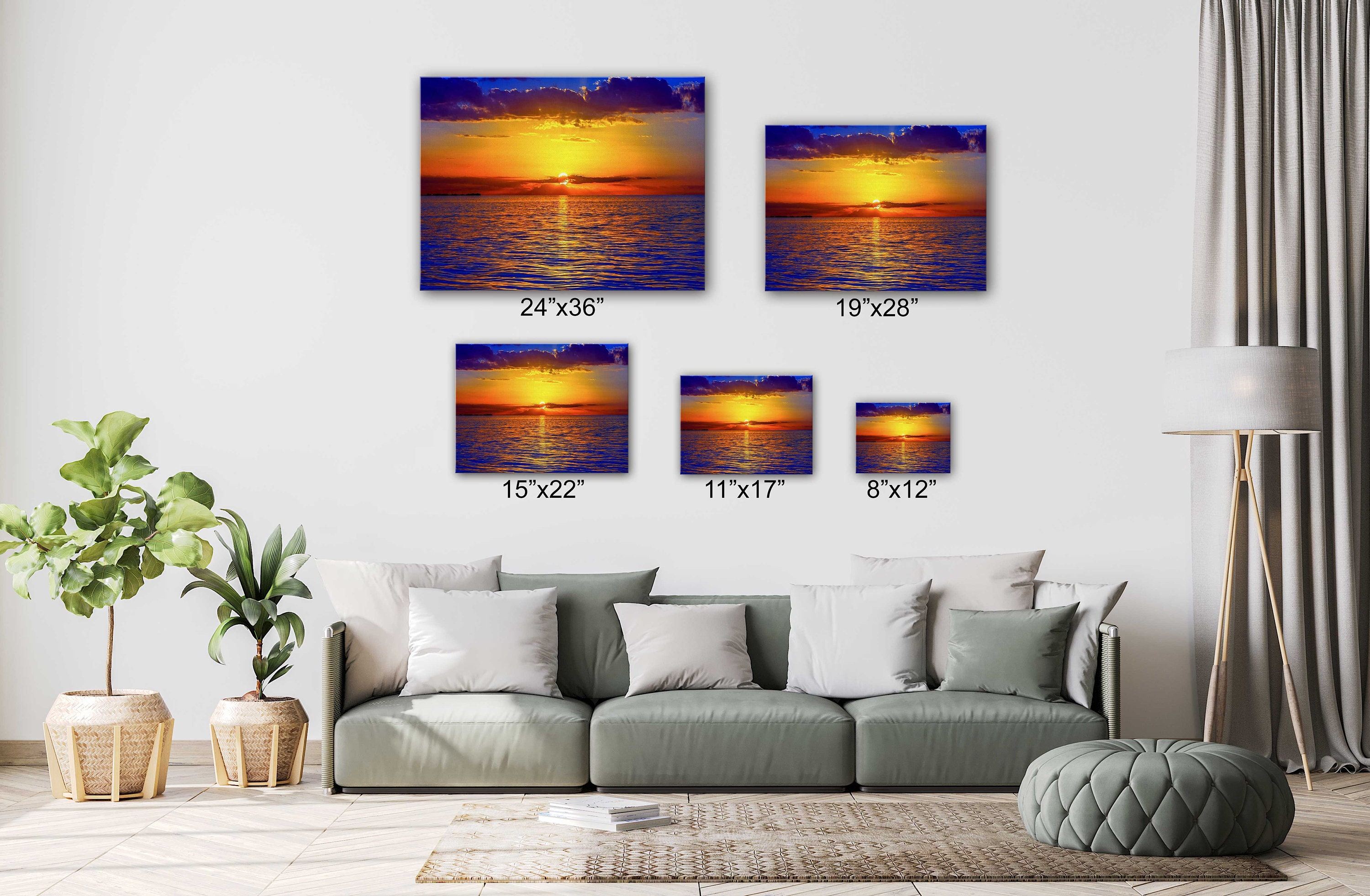 Sunrise in a Wide Sea Water Canvas Wall Art Design Poster | Etsy