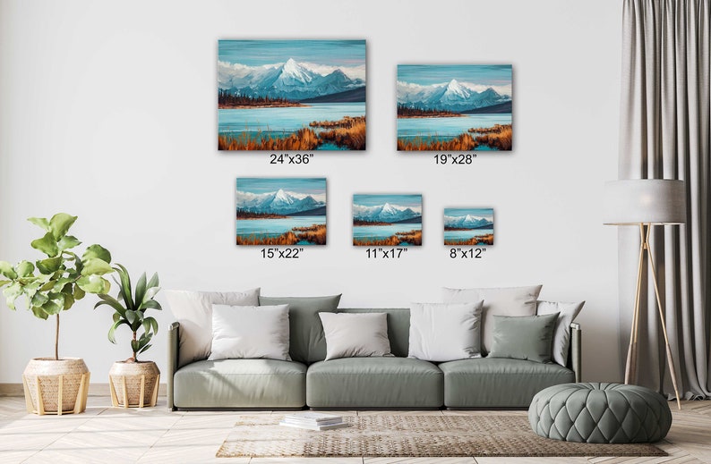 A Lake and Mountain View Canvas Wall Art Design Poster Print - Etsy