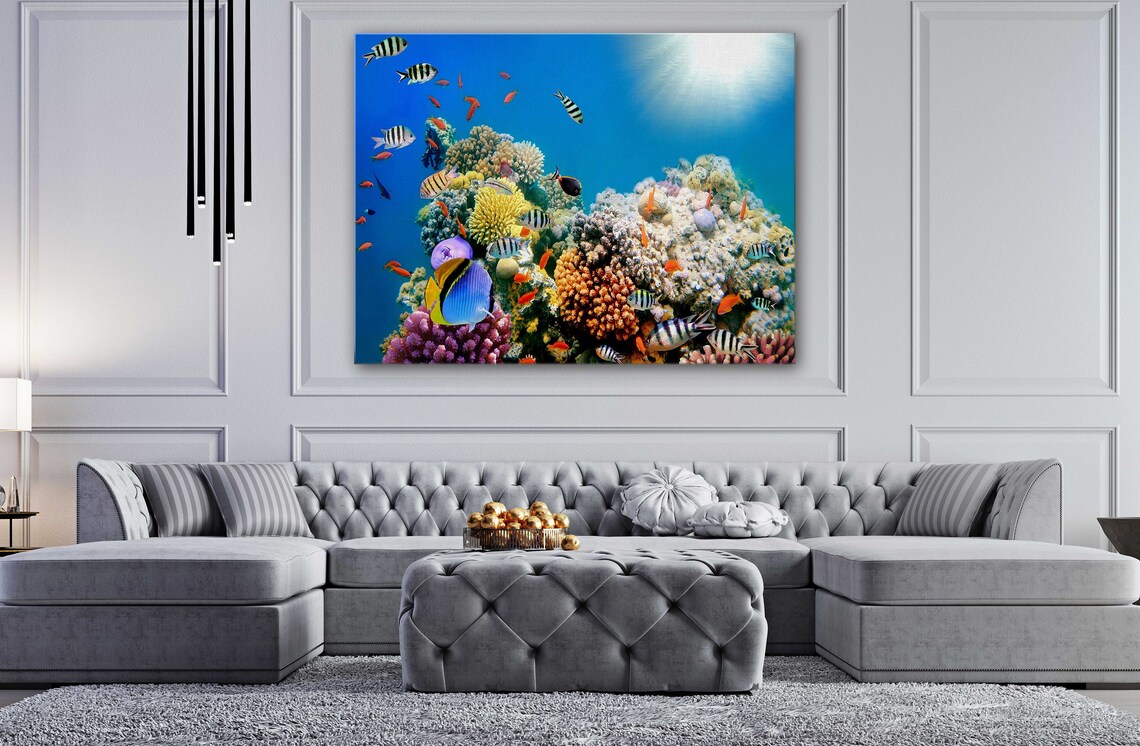 Coral Reef and Tropical Fish Canvas Wall Art Design Poster | Etsy