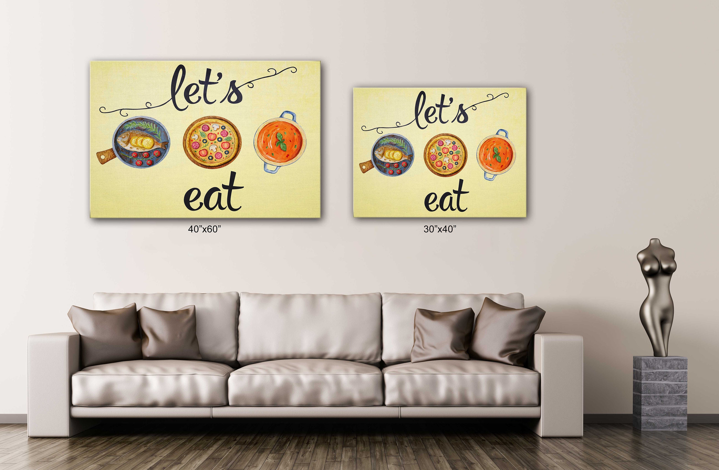 Let's Eat Kitchen Art Canvas Wall Art Design Poster - Etsy