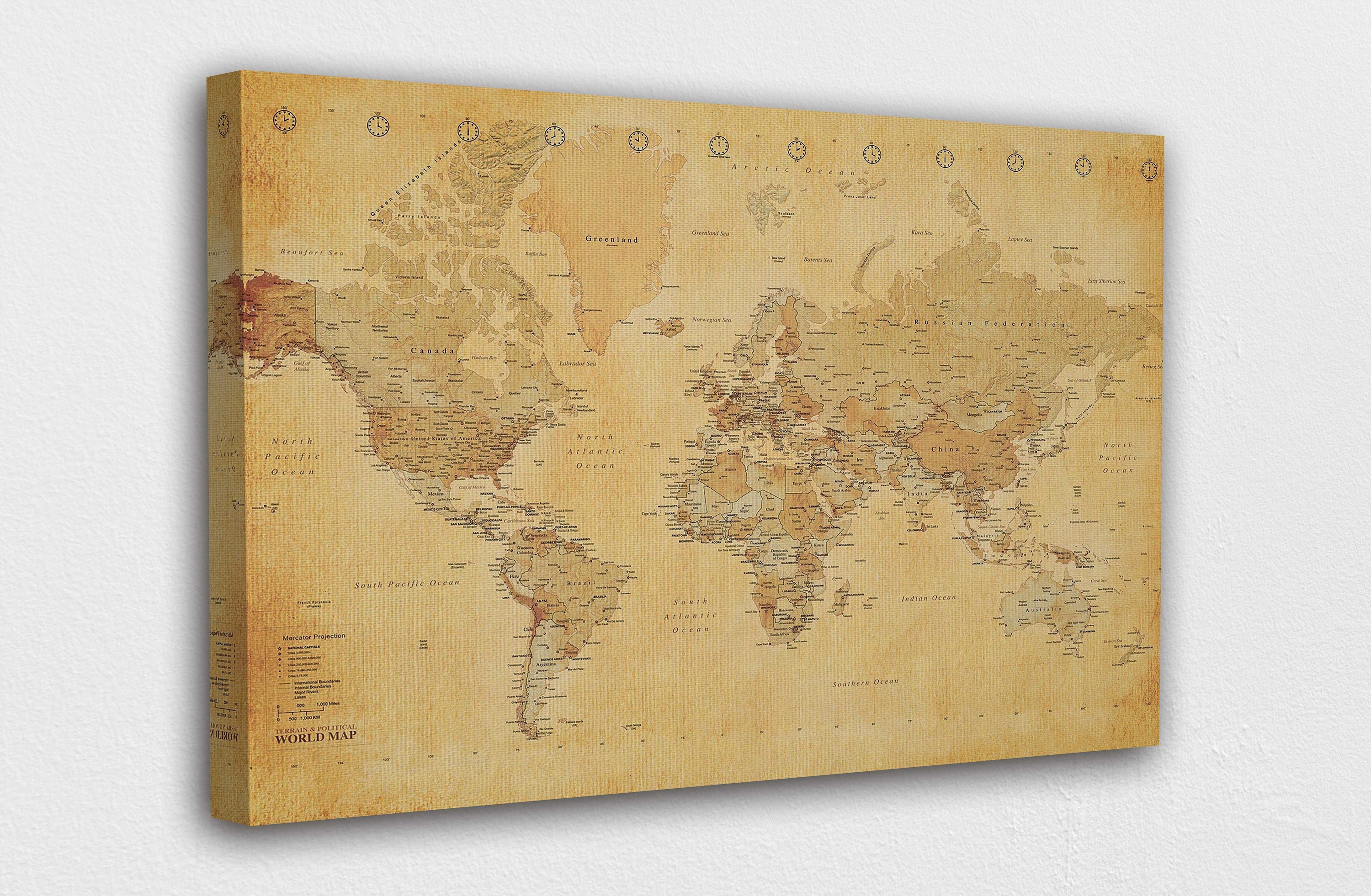 Vintage Antique Map Canvas Wall Art Design Poster Print Etsy