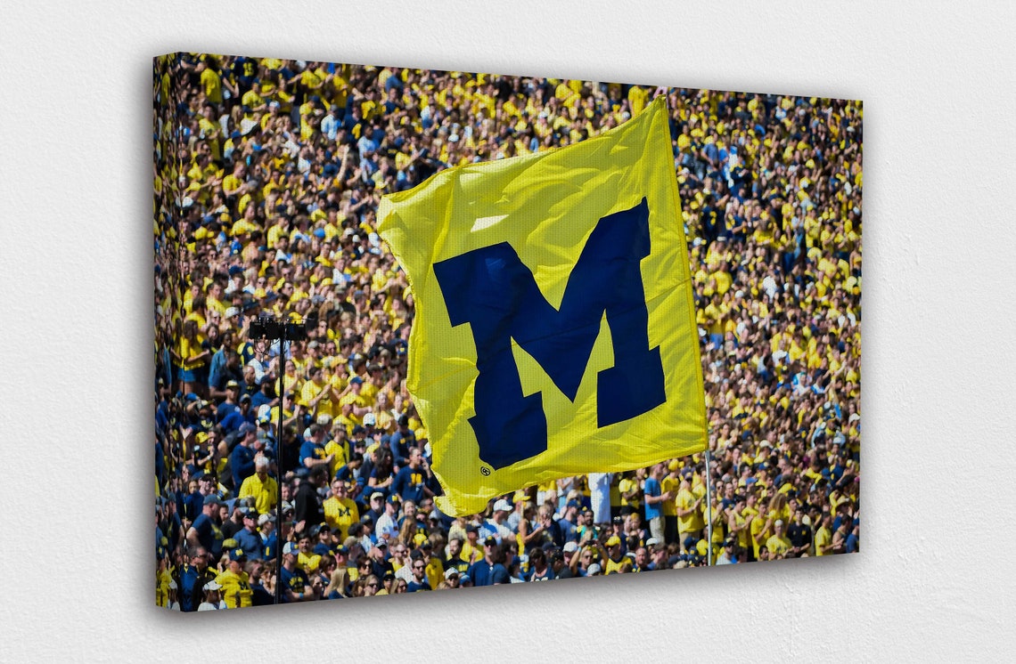 Michigan Wolverines Flags Canvas Wall Art Design Poster Etsy