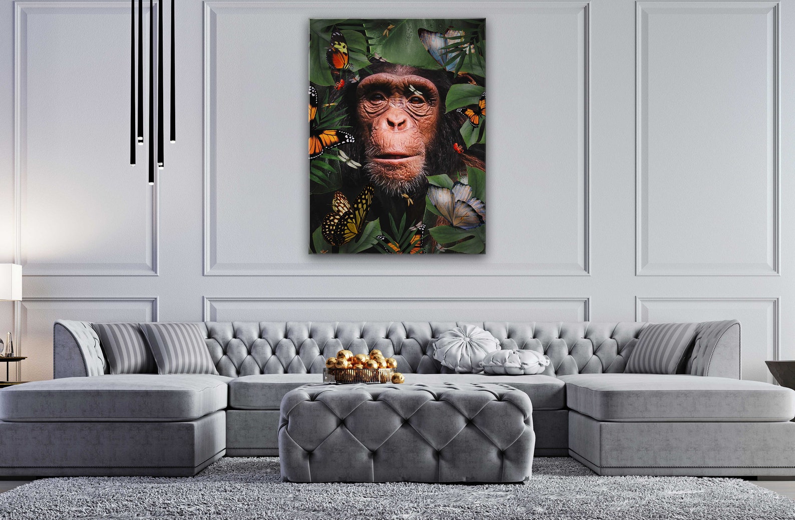 Tropical Monkey Canvas Wall Art Design Poster Print Decor Etsy