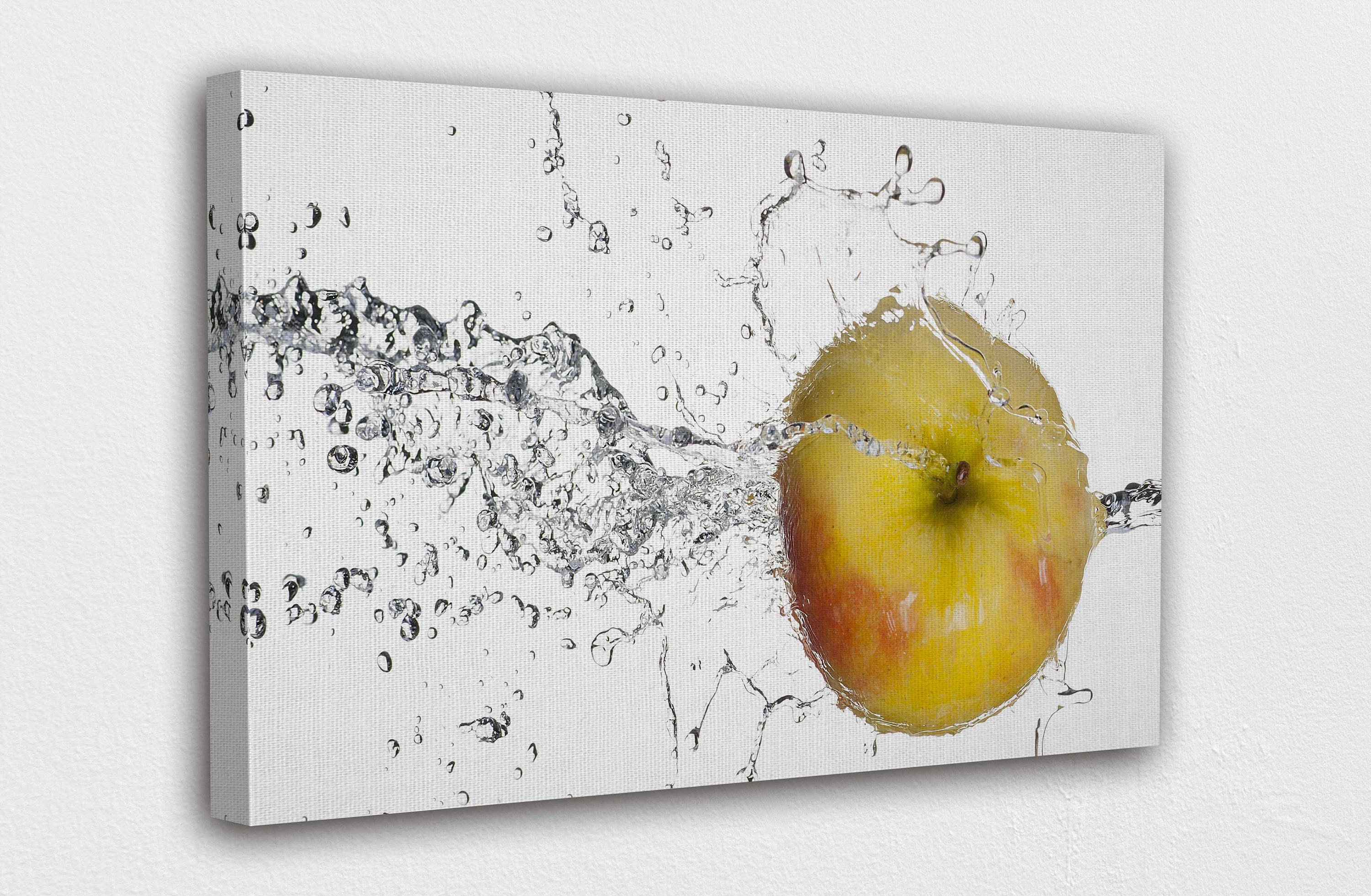 Apple Fruit in Splash Water Canvas Wall Art Design Poster Etsy