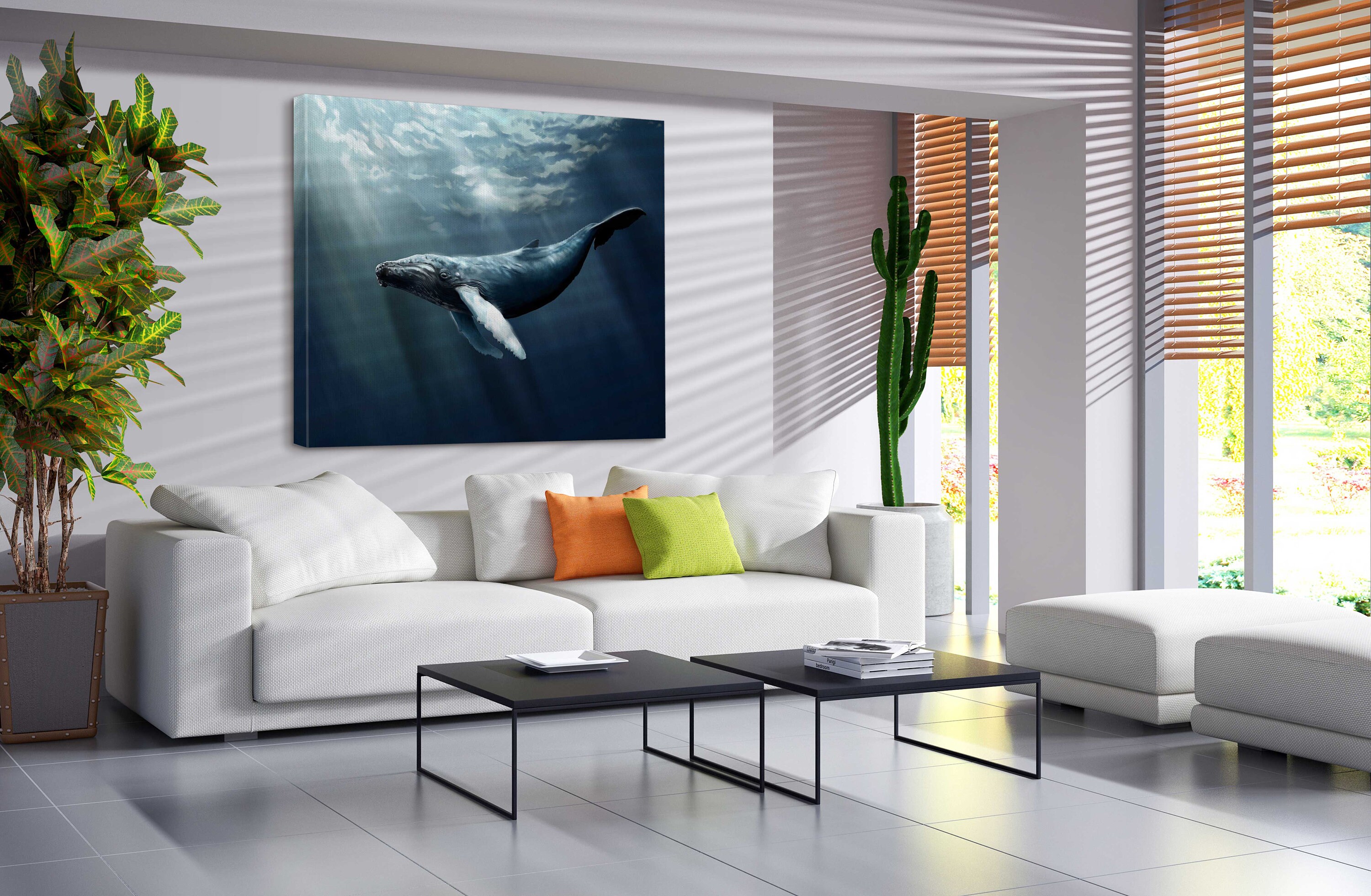 Whale in the Sea Ocean Canvas Wall Art Design Poster Print - Etsy
