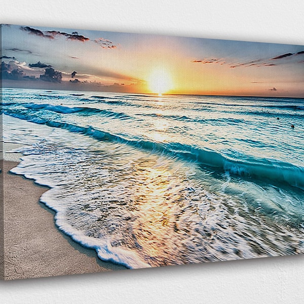 Sea beach ocean white sand Canvas Wall Art Design | Poster Print Decor for Home & Office Decoration I POSTER or CANVAS READY to Hang