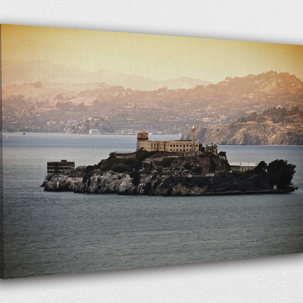 Lovely sunset view at Alcatraz Island Canvas Wall Art Design|Poster Print Decor for Home & Office Decoration IPOSTER or CANVAS READY to Hang