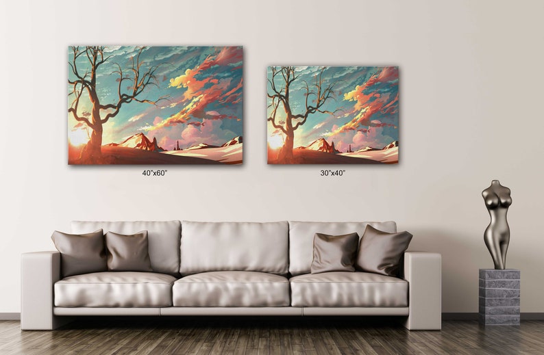 An Abstract Mountain and a tree Canvas Wall Art Design Poster Print Decor for Home /& Office Decoration I POSTER or CANVAS READY to Hang