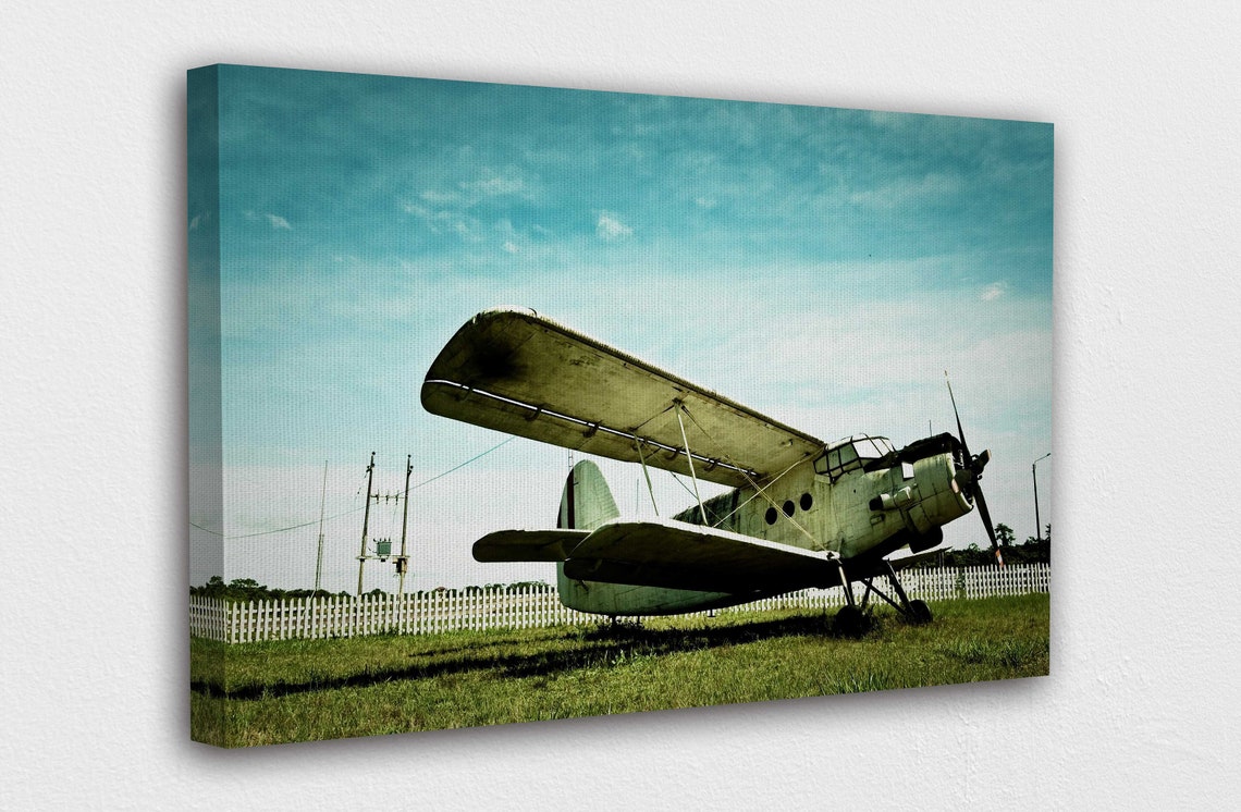 Old Vintage Airplane Canvas Wall Art Design Poster Print Etsy
