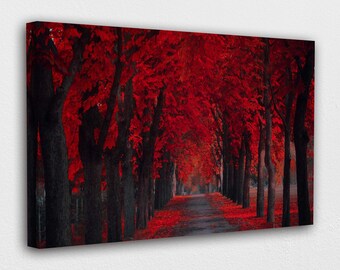 Red Tree Wall Art | Etsy