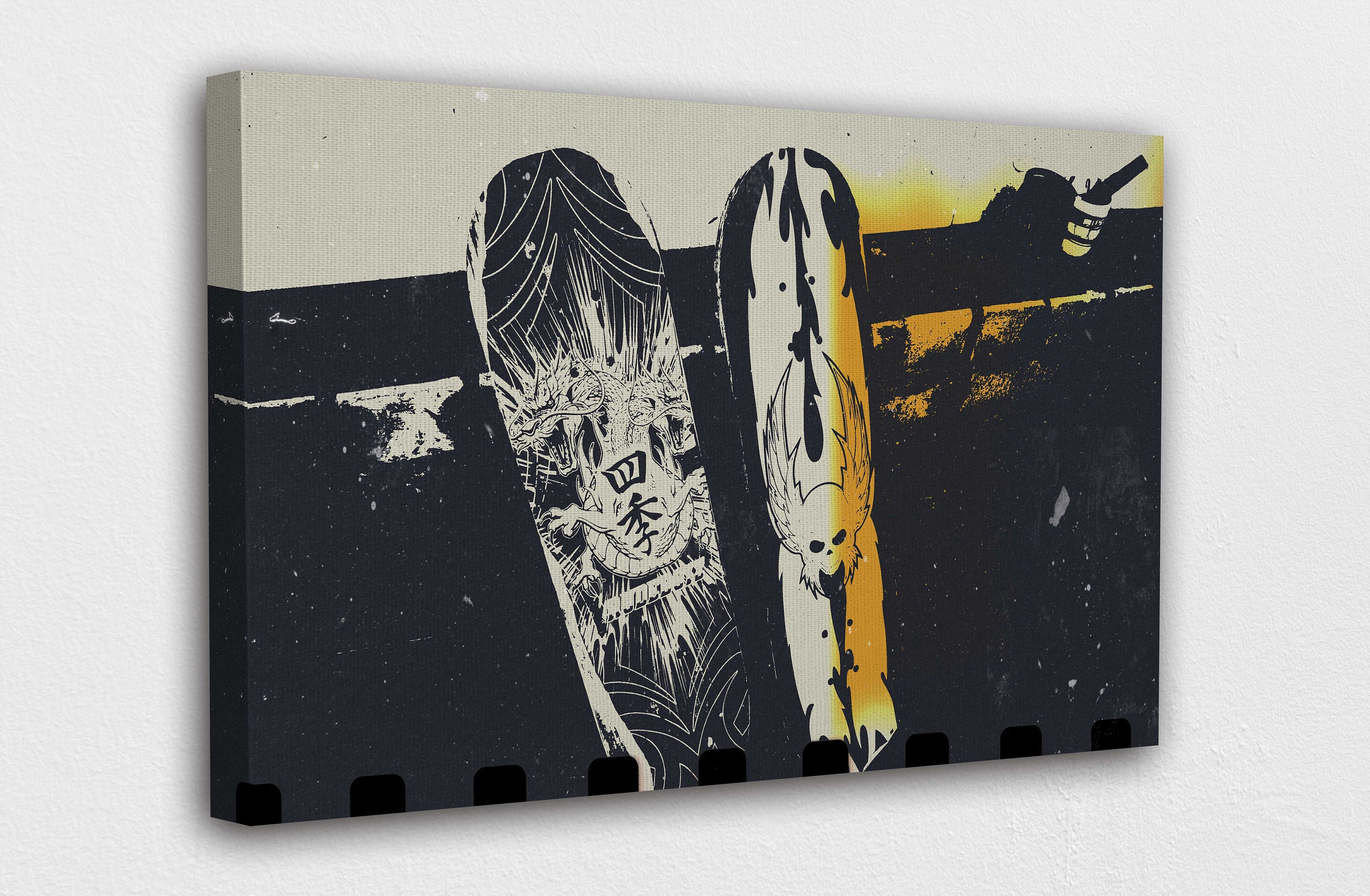 Grunge Skateboards Skull Art Canvas Wall Art Design Poster Etsy