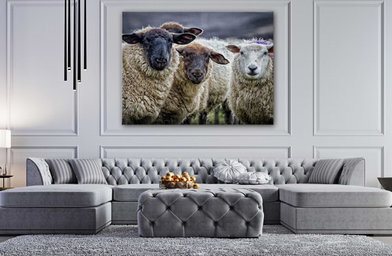 Schaf Haustier Leinwand Wand Kunst Design Posterdruck Dekor für Haus & Büro  Dekoration I POSTER or CANVAS READY to Hang