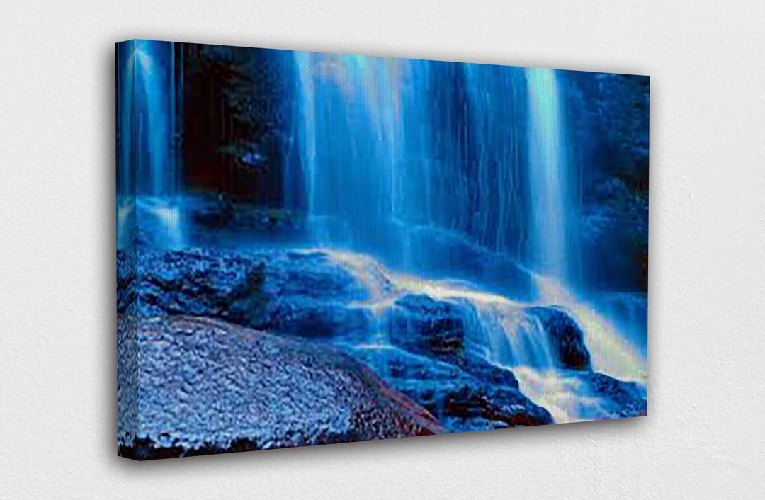 Blue Waterfall Canvas Wall Art Design Poster Print Decor for Home ...