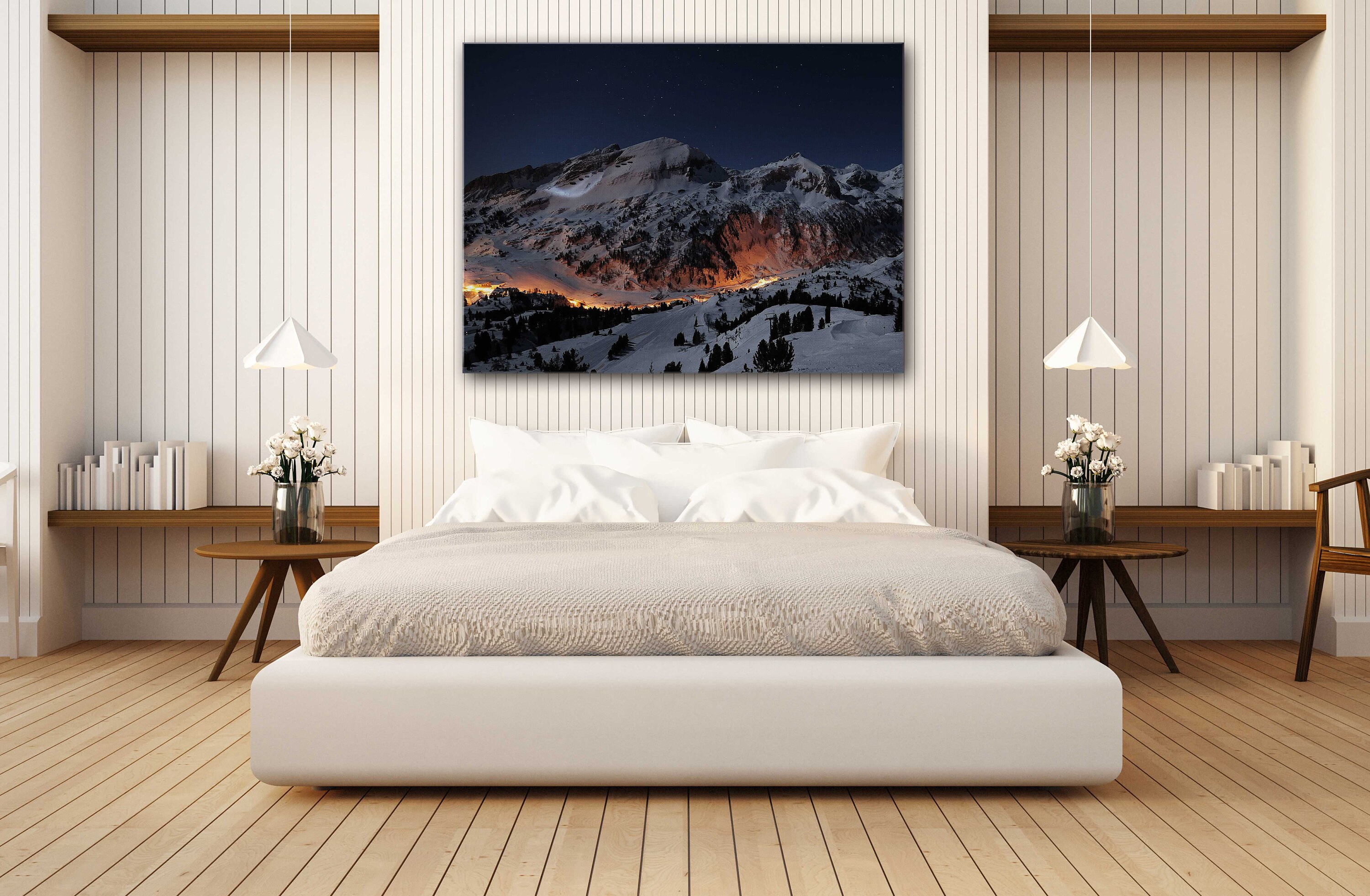 Landscape Snowy Mountain Canvas Wall Art Design Poster Print Etsy UK