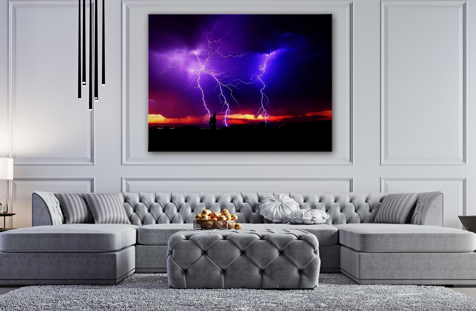 Lightning Storm Canvas Wall Art Design Poster Print Decor Etsy
