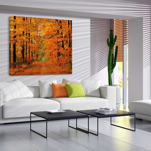 Colorful Tall Long Trees on Autumn Canvas Wall Art Design - Etsy