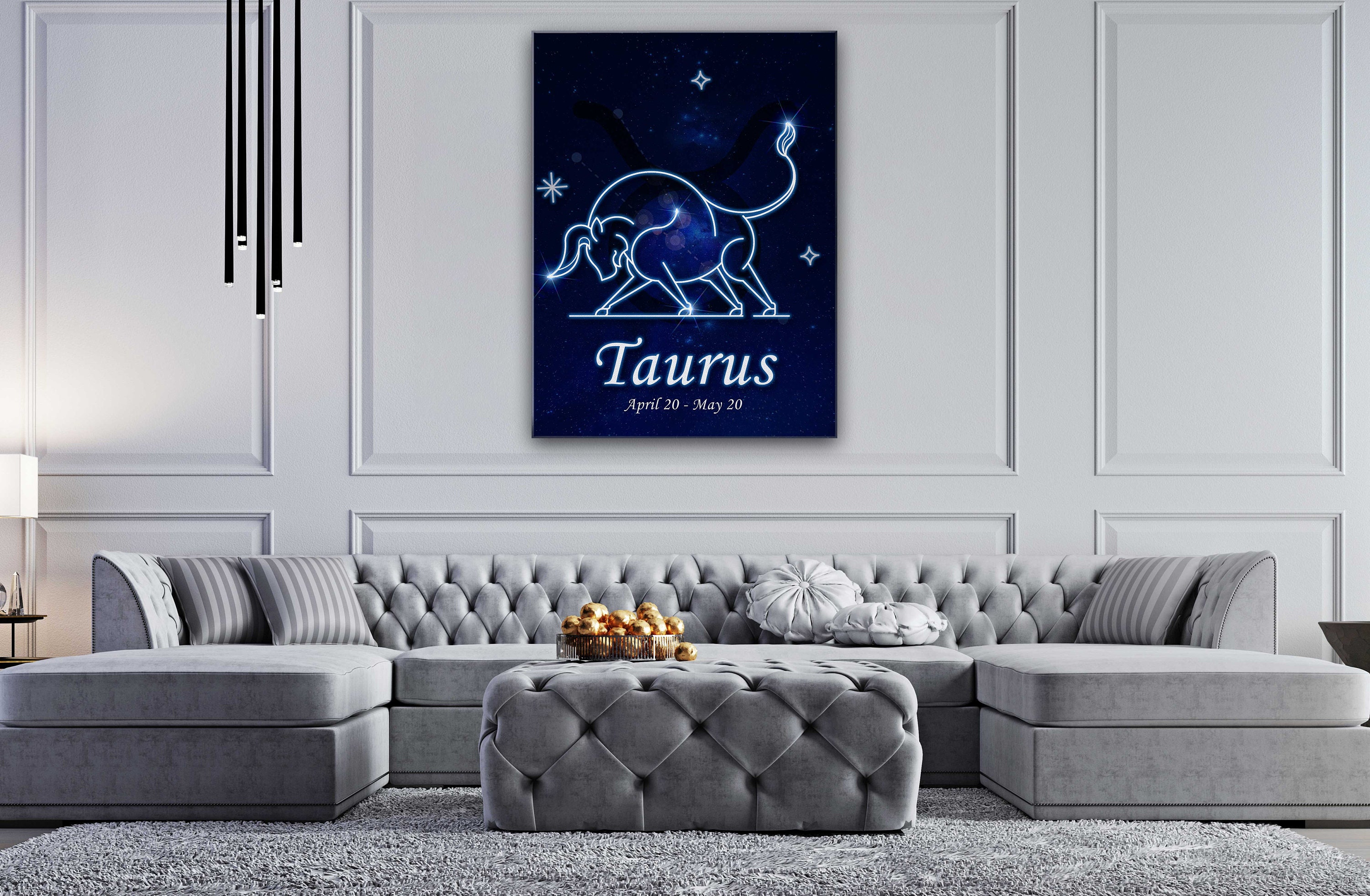 Zodiac Sign Taurus Line Canvas Wall Art Design Poster Print | Etsy
