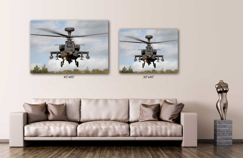 Army Air Corps Apache Helicopter Canvas Wall Art Design Poster Print Decor for Home /& Office Decoration I POSTER or CANVAS READY to Hang