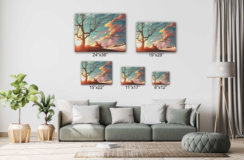 An Abstract Mountain and a tree Canvas Wall Art Design Poster Print Decor for Home /& Office Decoration I POSTER or CANVAS READY to Hang