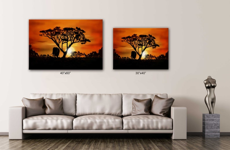 African Sunset Art Canvas Wall Art Design Poster Print Decor | Etsy