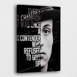 Rocky Balboa Art Canvas-Every Champion Was A Contender Quotes Art Canvas/Printed Picture Wall Art Decoration POSTER or CANVAS READY to Hang