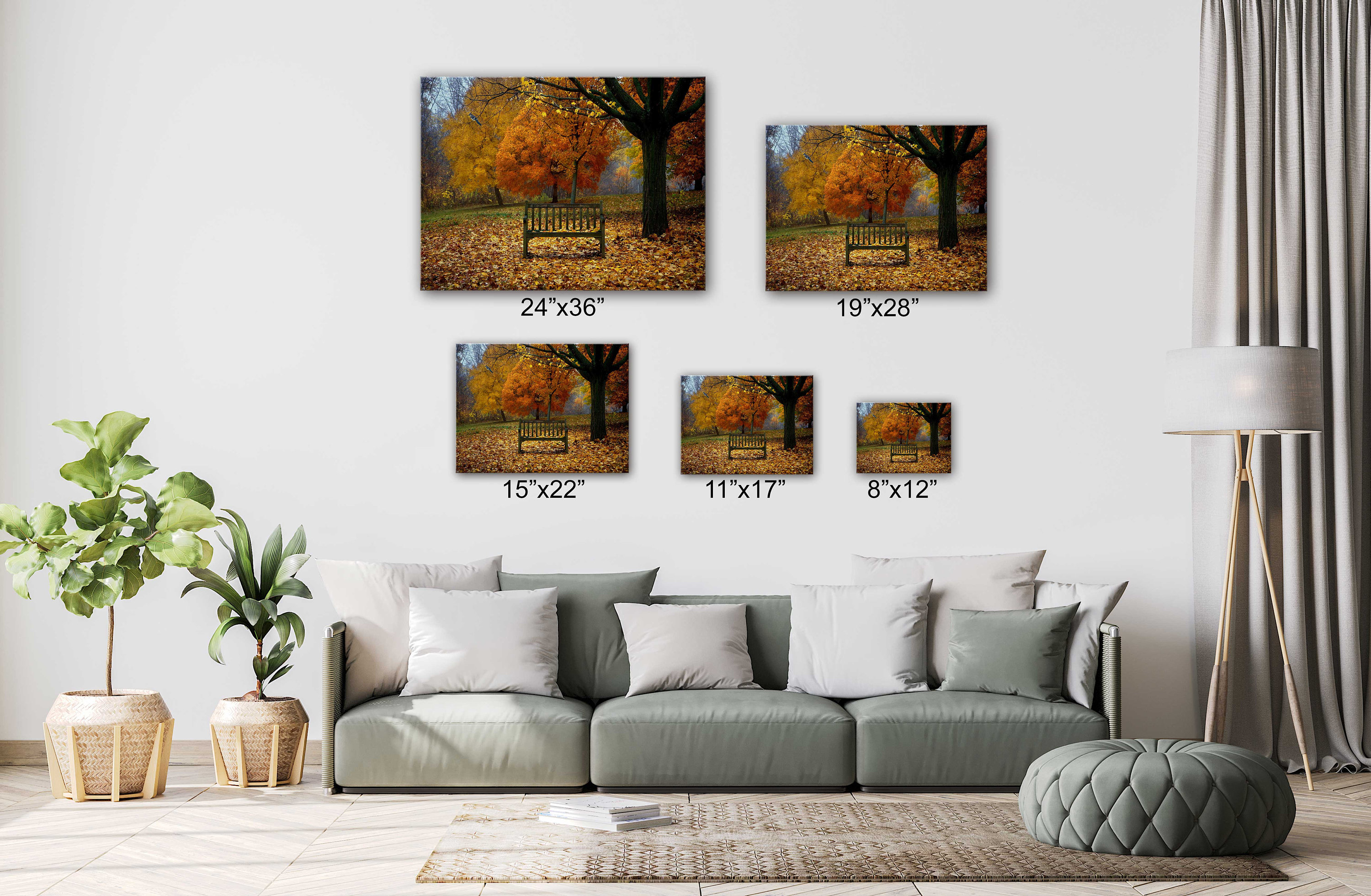 Details about   Autumn Forest Park Stairway Canvas Poster Wall Art Print Picture Framed CH092 