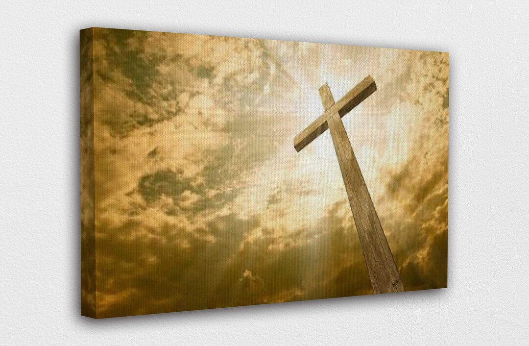 Sunset Cross Canvas Wall Art Design Poster Print Decor for Etsy