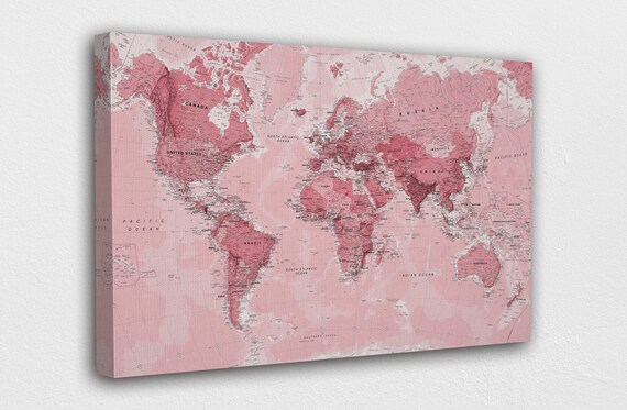 Pink World Map Canvas Pink World Map Canvas Wall Art Design Poster Print Decor For | Etsy  Australia