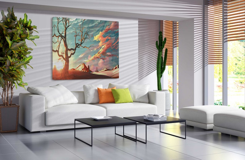 An Abstract Mountain and a tree Canvas Wall Art Design Poster Print Decor for Home /& Office Decoration I POSTER or CANVAS READY to Hang
