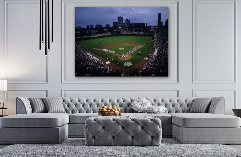 POSTER or CANVAS READY to Hang. Poster Print D\u00e9cor for Home /& Office Decoration Wringley Field all Star Canvas Wall Art Design
