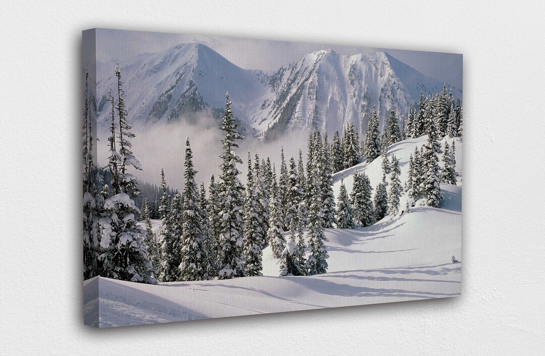 Snow Winter W Big Mountains Canvas Wall Art Design Poster Print Decor