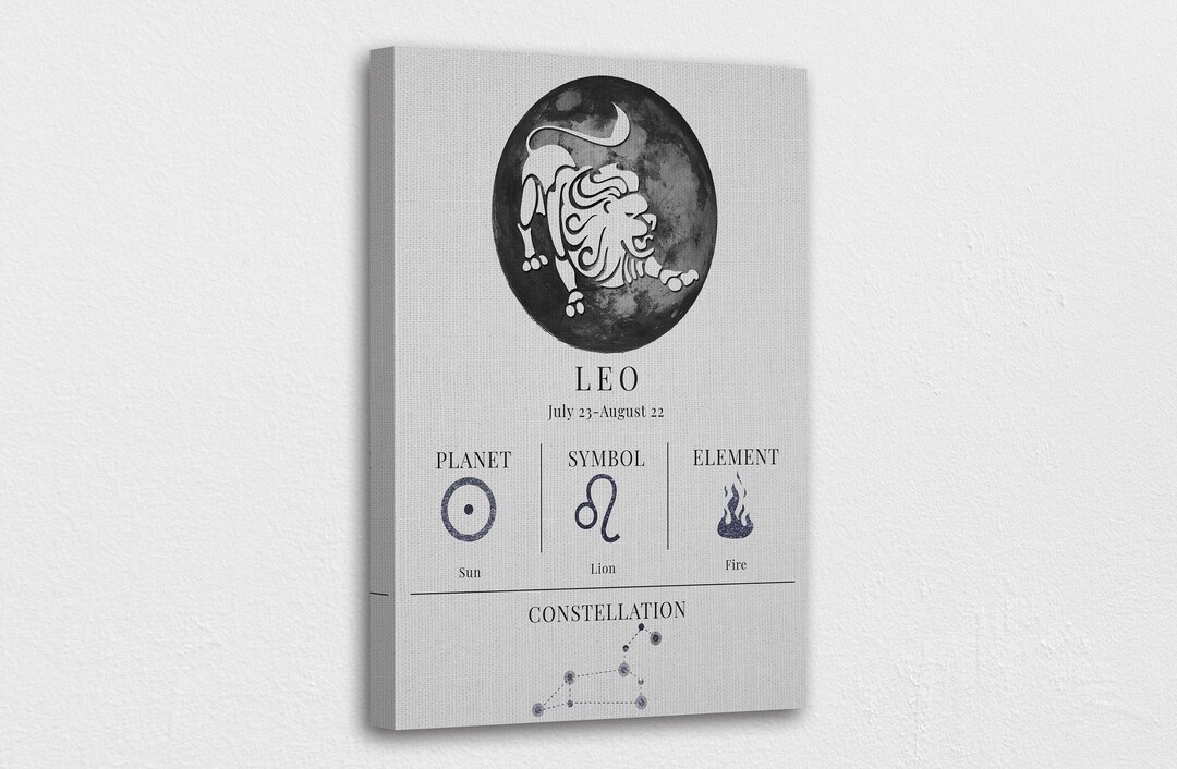 Zodiac Sign Leo in Moon Canvas Wall Art Design | Poster Print Decor for ...