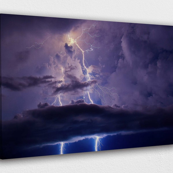 Lightning Sky Storm Canvas Wall Art Design | Poster Print Decor for Home & Office Decoration I POSTER or CANVAS READY to Hang