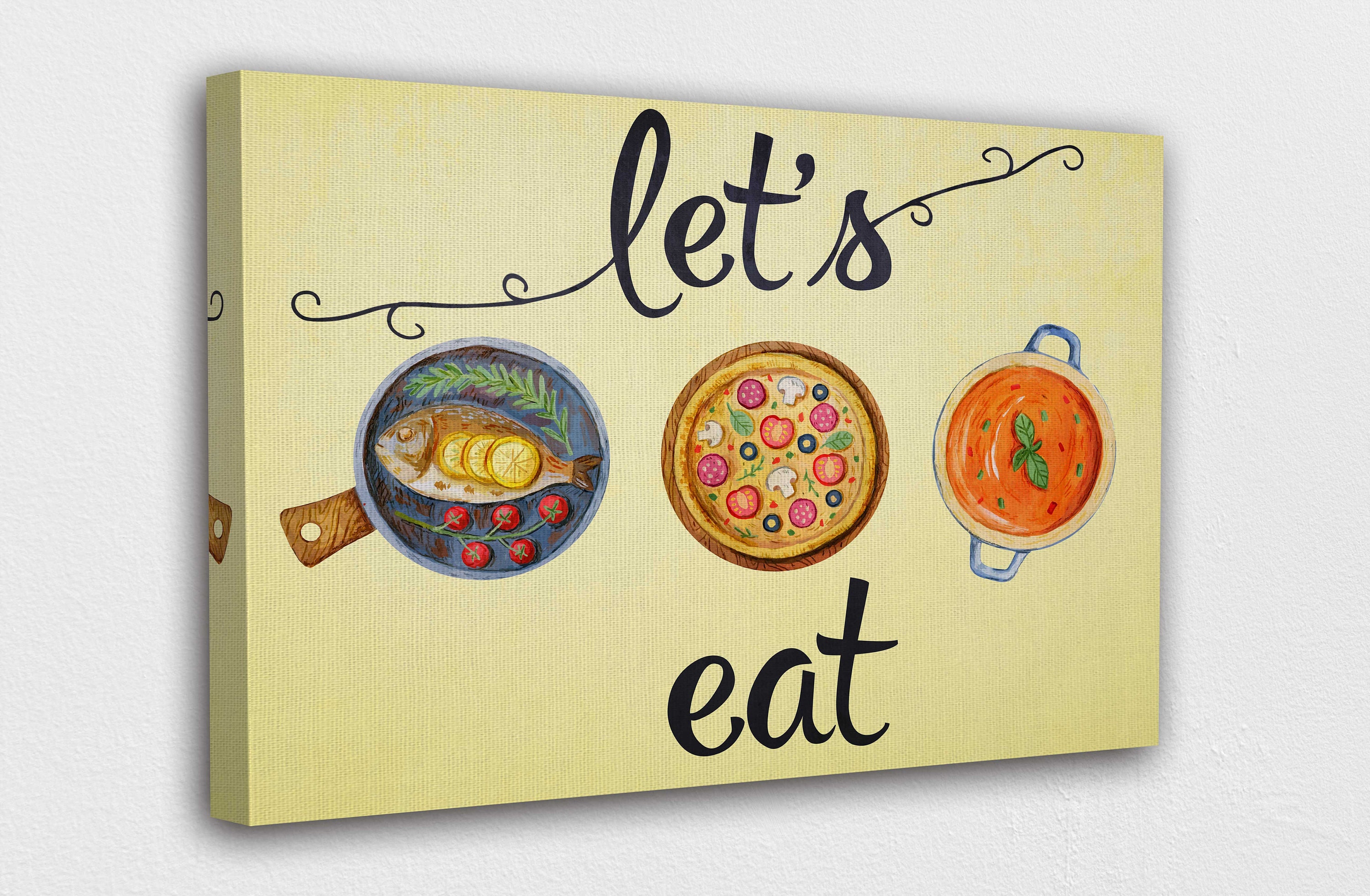 Let's Eat Kitchen Art Canvas Wall Art Design Poster | Etsy