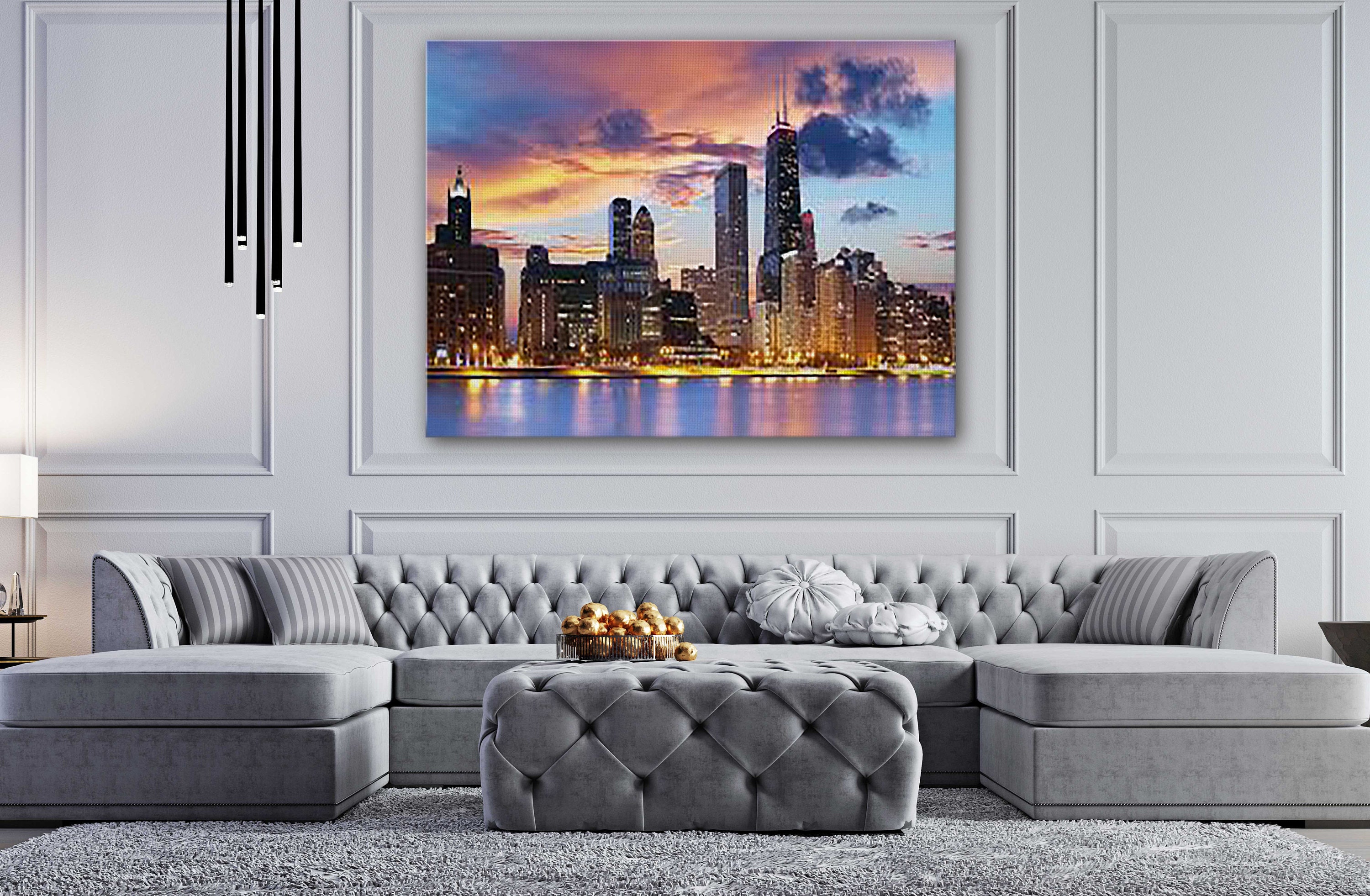 Skyline of Chicago Canvas Design Poster Print Decor for Home | Etsy