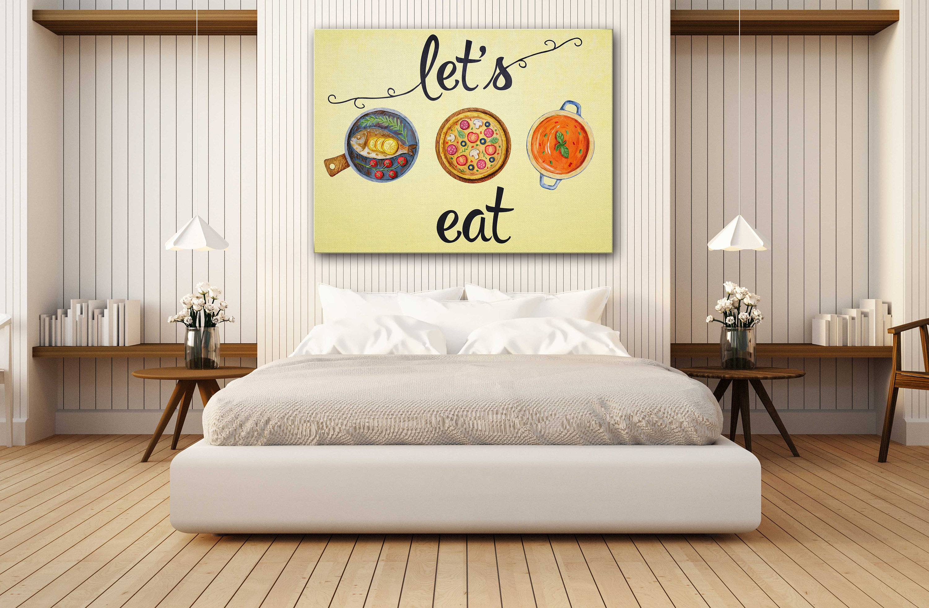 Let's Eat Kitchen Art Canvas Wall Art Design Poster | Etsy