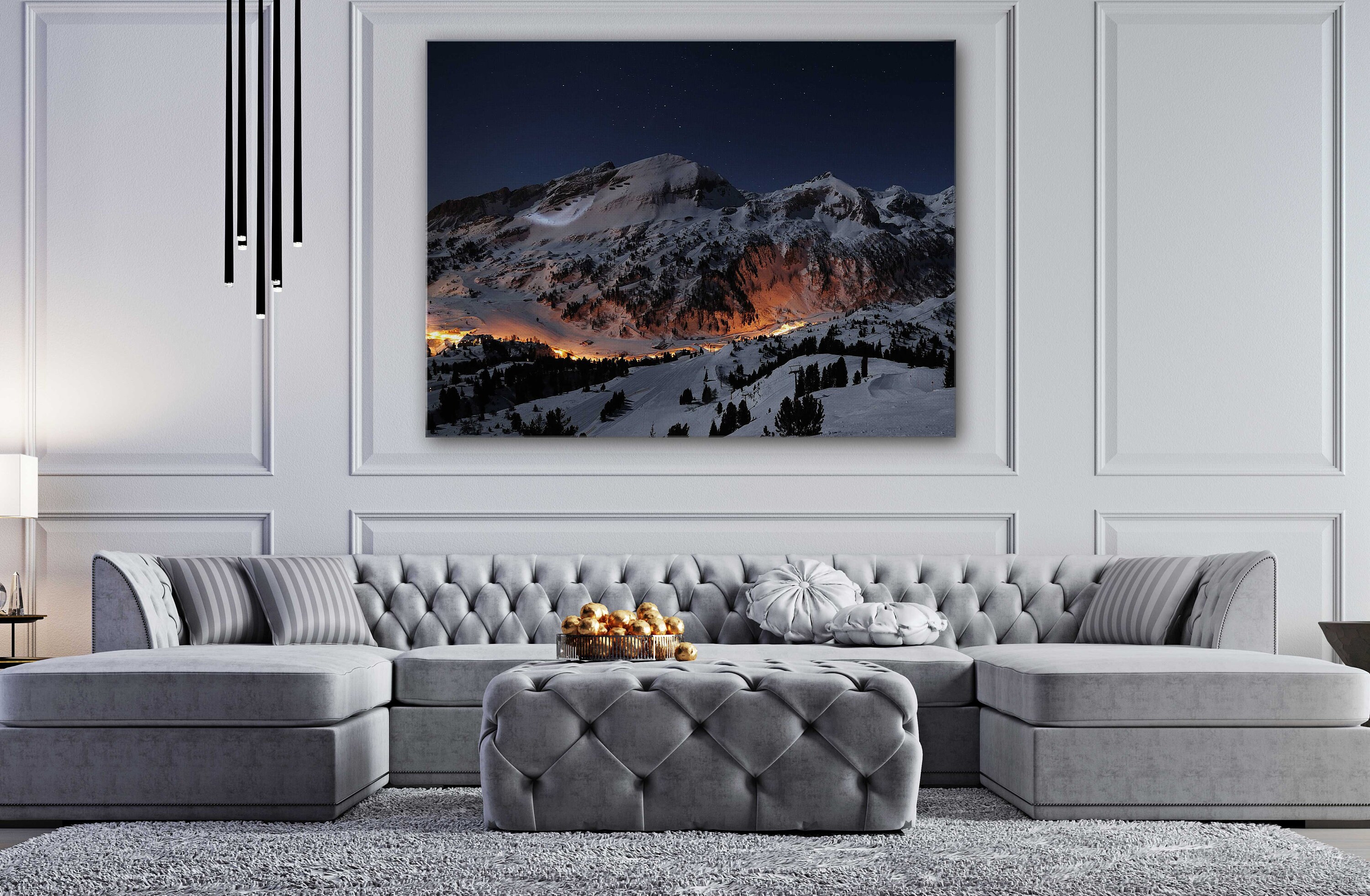 Landscape Snowy Mountain Canvas Wall Art Design Poster Print Etsy UK