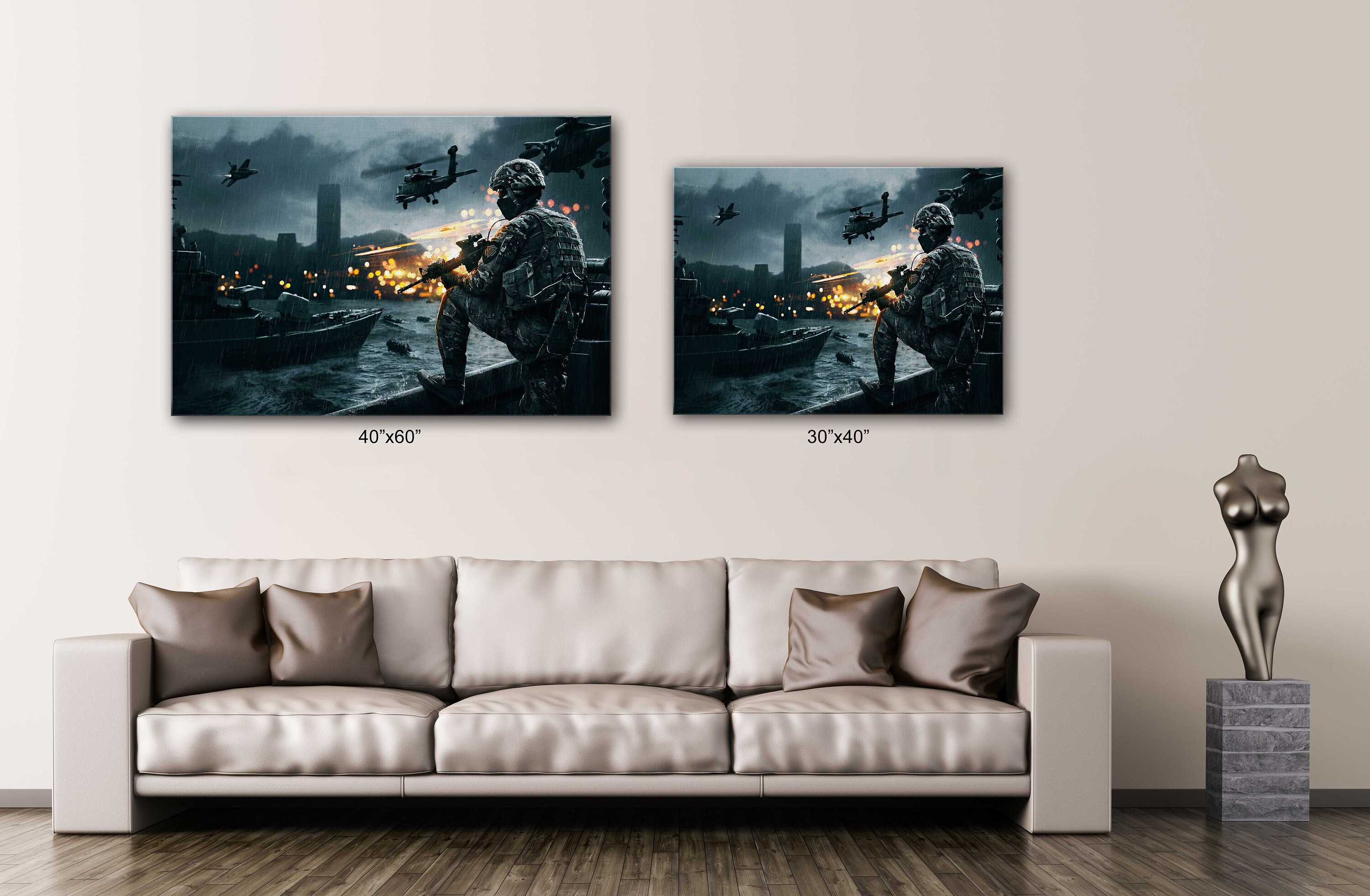 Army Battle Canvas Wall Art Design Poster Print Decor for | Etsy