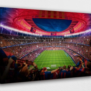 Camp Nou Stadion Fußball Leinwand Wandkunst Design | Poster Print Dekor für Home & Office Dekoration | POSTER oder CANVAS BEREIT zum Aufhängen.